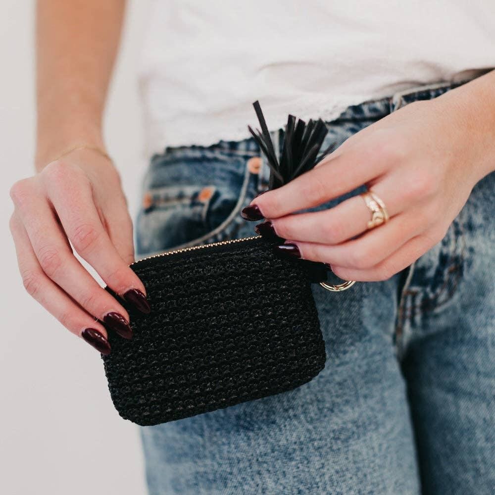 River Raffia Card Holder Black